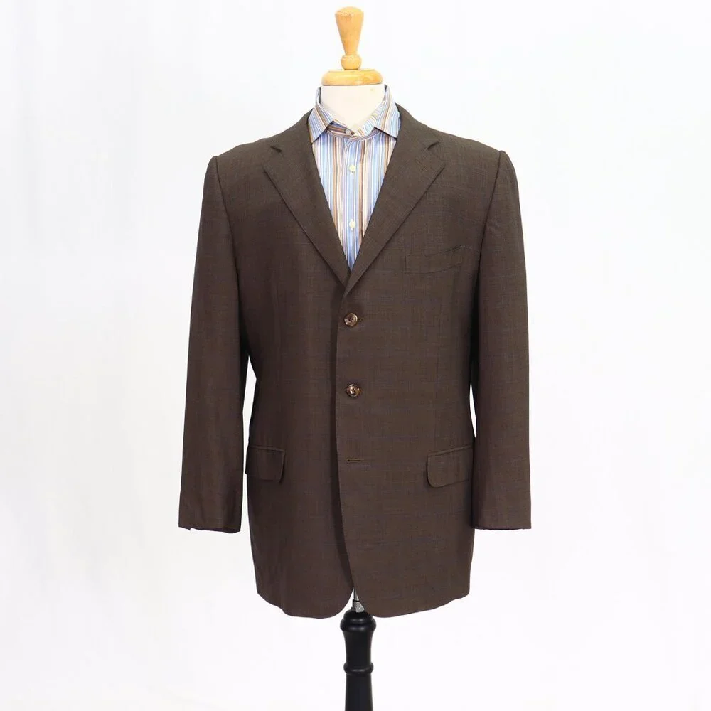 Ermenegildo Zegna 44R Brown Check 3-Button Sport Coat Blazer Jacket P024